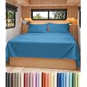 Short Queen Size 4 Piece Bed Sheet Set - RV Short Queen Sheets - Denim Blue
