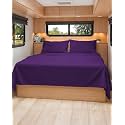 Short Queen Size 4 Piece Bed Sheet Set - RV Short Queen Sheets - Purple