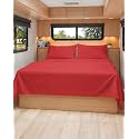 Short Queen Size 4 Piece Bed Sheet Set - RV Short Queen Sheets - Red