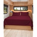 Short Queen Size 4 Piece Bed Sheet Set - RV Short Queen Sheets - Burgundy