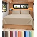 Short Queen Size 4 Piece Bed Sheet Set - RV Short Queen Sheets - Cream