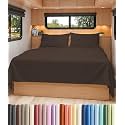 Short Queen Size 4 Piece Bed Sheet Set - RV Short Queen Sheets - Brown