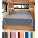 Short Queen Size 4 Piece Bed Sheet Set - RV Short Queen Sheets - Steel Blue