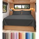 Short Queen Size 4 Piece Bed Sheet Set - RV Short Queen Sheets - Charcoal