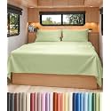 Short Queen Size 4 Piece Bed Sheet Set - RV Short Queen - Light Sage Green