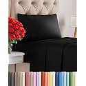 Twin Size 3 Piece Sheet Set - Comfy Breathable &amp; Cooling Sheets - Black