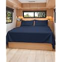 Short Queen Size 4 Piece Bed Sheet Set - RV Short Queen Sheets - Navy Blue