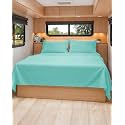 Short Queen Size 4 Piece Bed Sheet Set - RV Short Queen Sheets - Spa Blue