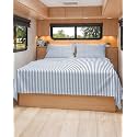 Short Queen Size 4 Piece Bed Sheet Set - RV Short Queen - Blue Stripes