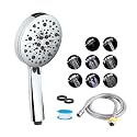 Shower Head with Handheld Spray Combo, Built-in Power Spray to Clean Corner, High Pressure 8 Functions Handheld Shower Head with Stainless Steel Hose (8 spray), Chrome