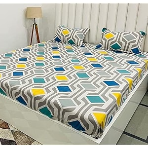 premium cotton elastic fitted bedsheets with 1 size pillow cover  single bed with all around elastic 210 tc  4834x7234 single multi box