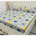 Premium Cotton Elastic Fitted Bedsheets with 1 Size Pillow Cover | Single Bed with All Around Elastic 210 TC | (48"x72" Single, Multi Box)