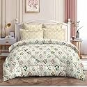 Cotton Feel Elastic Fitted Printed Queen Size Double Bed Bedsheet with 2 Pillow Cover(72"x72"x6") (Queen, Cream)