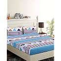 Cotton Feel Glace Cotton Elastic Fitted Printed Queen Size Double Bed Bedsheet with 2 Pillow Cover (72"x72"x6",Fits Upto 6 Inches Mattress) (Zig-Zak)