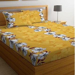 rvans creations premium cotton elastic fitted bedsheets with 1 size pillow cover  single bed with all around elastic 210 tc  4834x7234 single multi box