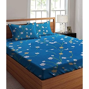 soft glace cotton single size elastic fitted bedsheet with 1 large pillow cover 7234x4834x634 small single white on green