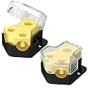 RVBOATPAT 12V Power Distribution Block Wire Splitter Car Audio Splitter 2 Way 0/2/4 Gauge in 4/6/8 Gauge Out Ground Distribution Block Amp for Automotive Car Boat