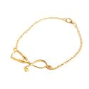 Doctor Stethoscope Heart Gold Love Heart Adjustable Heartbeat ECG Cardiogram Bracelet Doctors Day Gift