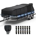 RVMasking Pontoon Boat Cover, 1400D Reinforced, Motor Cover, 25-28ft, Black