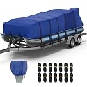 RVMasking Pontoon Boat Cover, 1400D Reinforced, Motor Cover, 25-28ft, Blue
