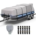 RVMasking Pontoon Boat Cover, 1400D Reinforced, Motor Cover, 17-20ft, Gray