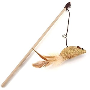 rvpaws cats toys for cat teaser playing stick feather interactive toy- design may vary
