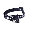 RvPaws Printed Dog Collar for Puppies, Small Dogs, Cat, Kitten Collar with Bell (Adjustable Neck Size : 10-15inch) (Black)
