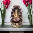 RVS Fiber Ganesha Water Fountain with Led Light &amp; Water Pump | 8 Step Diya Indoor Waterfall | Lord Ganesha Idol | Tabletop Water Fountain | for Home, Office, Garden Or Decoration Piece (27x26x39 CM)