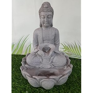 rvs lotus buddha water fountain with led lights amp water pump  tabletop water fountain  vastu kamal buddha statue  best gift any occasion  for home office garden or gifting - grey 23x15x34 cm