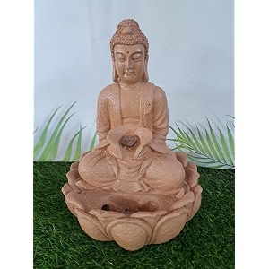 rvs lotus buddha water fountain with led lights amp water pump  tabletop water fountain  vastu kamal buddha statue  best gift any occasion  for home office garden or gifting - beige 23x15x34 cm