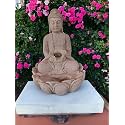 RVS Fibreglass Lotus Buddha Water Fountain With Led Lights&amp;Water Pump|Tabletop Water Fountain|Vastu Kamal Buddha Fountain|For Home, Office, Garden Or Gifting - (Beige, 23X15X34 Cm)
