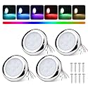 RVZONE 3‑Inch RGBW Marine LED Courtesy Lights IP68 Stainless Steel 4‑Pack
