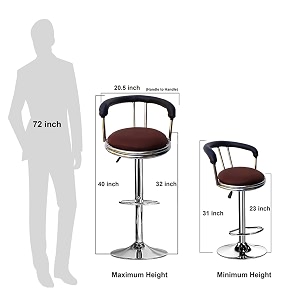 trendy rw-123 height adjustable bar stoolrevolving chair for kitchenreceptionmusicfood court iso certified company set of 1pc brownblack