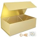 RYDDOY Gold Gift Box, 13.8x9.5x4.3'' Large Gift Boxes with Lids