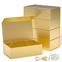 5 Pack Gold Gift Box, 9.5x6x3 Inch Gift boxes for Presents with Lids Magnetic Closure Rectangle Collapsible for Bridesmaid Proposal Box, Wedding, Christmas, Halloween, Birthday Gift Packging