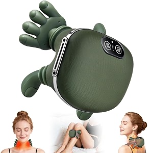 rylan bionic heated massager wireless portable shiatsu neck and back massager electric deep tissue 4d kneading massage simulated human hand design for pain relief and muscle relax-