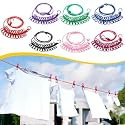 RYLAN Cloth Drying Rope with Hooks (Pack of 3) Elastic Cloth Hanging Rope for Cloth Drying with 12 Clips Cloth Rope for Drying Clothes for Travel Home Outdoor Kapde Sukhane ki Rassi Wire -Multicolor
