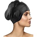 Rylan Latest Designed Long Hair Swim Cap,Waterproof Silicone Swimming Cap for Adult Woman and Men,Keeps Hair Clean with Ear Protector Fresh Long Lasting Silicone Made Waterproof Swimming Cap (Blue)