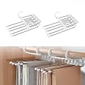 RYLAN (Pack of 3) 5 in 1 ABS Foldable Hangers for Clothes Hanging Multi-Layer Multi-Purpose Pant Hangers for Wardrobe Magic Foldable Hanger Clothes Hanger Multipurpose Hanger Organizer Steel