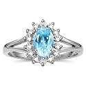 Rylos Halo Ring: Diamond Birthstone with 6X4MM Oval Gemstone - Women's Jewelry in Sterling Silver - Stunning Diamond Ring Sizes 5-10