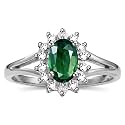 Rylos Halo Ring: Diamond Birthstone with 6X4MM Oval Gemstone - Women's Jewelry in Sterling Silver - Stunning Diamond Ring Sizes 5-10