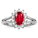 Rylos Halo Ring: Diamond Birthstone with 6X4MM Oval Gemstone - Women's Jewelry in Sterling Silver - Stunning Diamond Ring Sizes 5-10