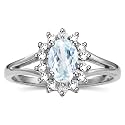 Rylos Halo Ring: Diamond Birthstone with 6X4MM Oval Gemstone - Women's Jewelry in Sterling Silver - Stunning Diamond Ring Sizes 5-10
