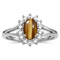 Rylos Halo Ring: Diamond Birthstone with 6X4MM Oval Gemstone - Women's Jewelry in Sterling Silver - Stunning Diamond Ring Sizes 5-10