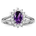 Rylos Halo Ring: Diamond Birthstone with 6X4MM Oval Gemstone - Women's Jewelry in Sterling Silver - Stunning Diamond Ring Sizes 5-10