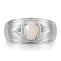 Rylos Men's Rings Classic Design 8X6MM Oval Gemstone &amp; Sparkling Diamond Ring - Color Stone Birthstone Rings for Men, Sterling Silver Rings in Sizes 8-13. Elevate Your Style with Timeless Elegance!