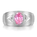 Rylos Men's Rings Classic Design 8X6MM Oval Gemstone &amp; Sparkling Diamond Ring - Color Stone Birthstone Rings for Men, Sterling Silver Rings in Sizes 8-13. Elevate Your Style with Timeless Elegance!
