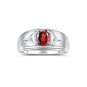 Rylos Men's Rings Classic Design 8X6MM Oval Gemstone &amp; Sparkling Diamond Ring - Color Stone Birthstone Rings for Men, Sterling Silver Rings in Sizes 8-13. Elevate Your Style with Timeless Elegance!