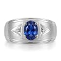 Rylos Men's Rings Classic Design 8X6MM Oval Gemstone &amp; Sparkling Diamond Ring - Color Stone Birthstone Rings for Men, Sterling Silver Rings in Sizes 8-13. Elevate Your Style with Timeless Elegance!