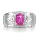 Rylos Men's Rings Classic Design 8X6MM Oval Gemstone &amp; Sparkling Diamond Ring - Color Stone Birthstone Rings for Men, Sterling Silver Rings in Sizes 8-13. Elevate Your Style with Timeless Elegance!